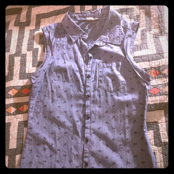 Roxy fish bones Polo shirt sz M - Picture 1 of 3